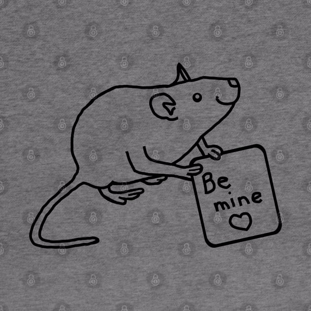 Rat says Be Mine Line Drawing Valentines Day by ellenhenryart